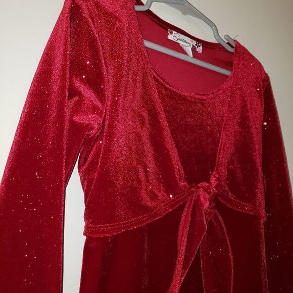 SPEECHLESS RED VELVET SPARKLE DRESS CHRISTMAS SIZE SMALL SIZE 7 - Picture 2 of 6